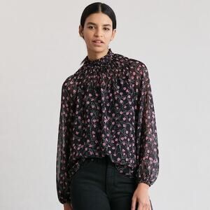 Elizabeth and James Smocked Mock Neck Long Sleeve Top Floral Tank Lined Pattern